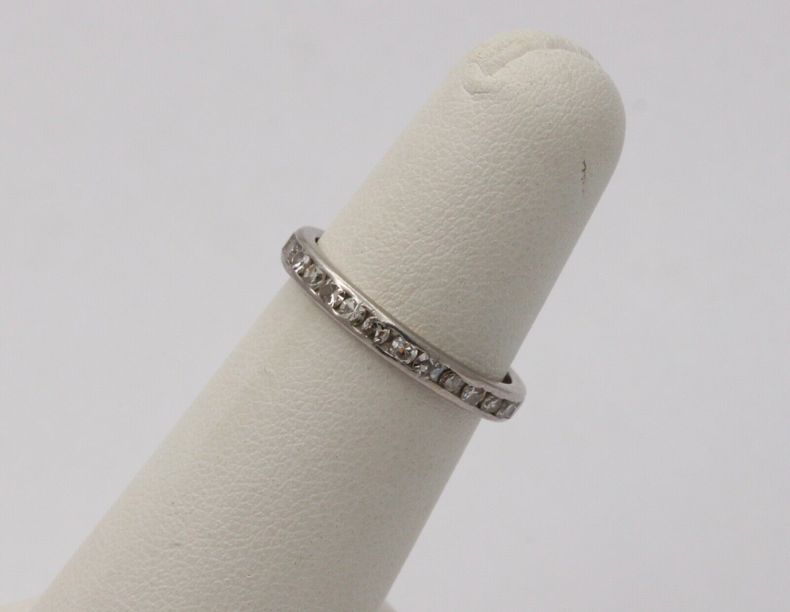 Classic Art Deco 18K White Gold Single Cut Diamonds Eternity Ring, Band , Weddin