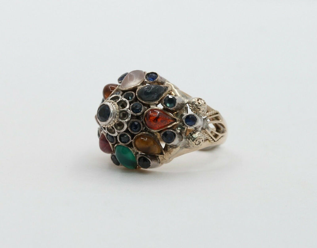 Vintage 18K Yellow Gold East Harmen Multi-Stone Ring