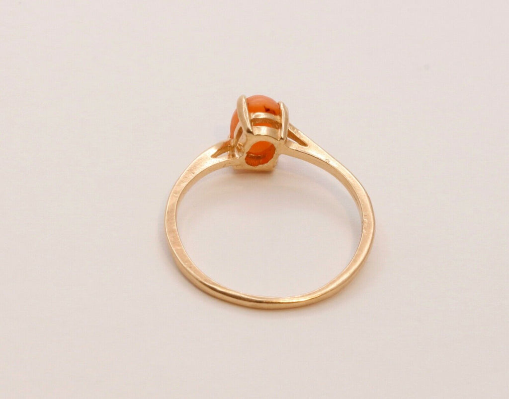 Ladies Vintage Petite Agate Bypass 10K Yellow Gold Ring