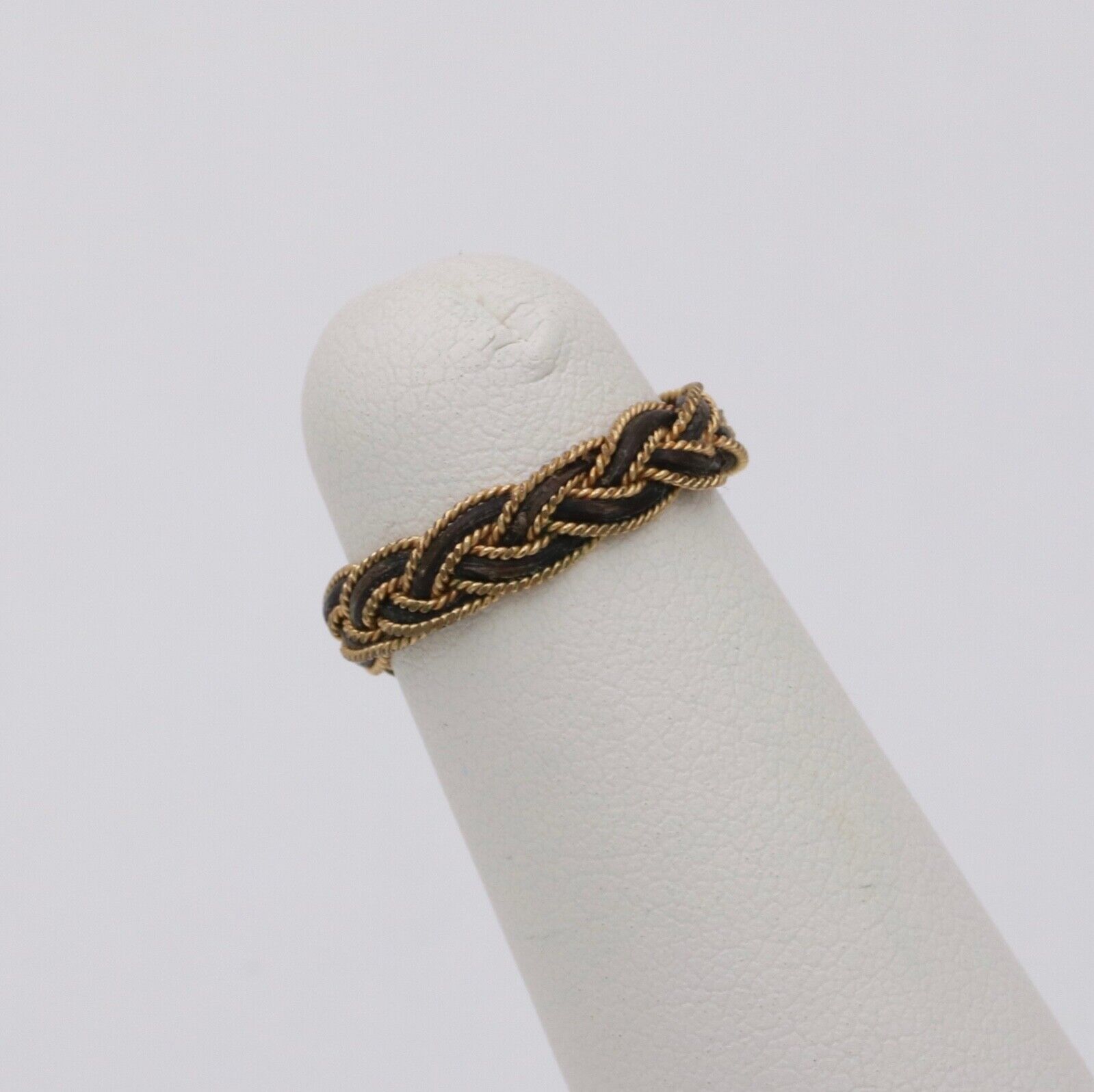 Antique Georgian 14K Yellow Gold Braided Ring Band, Mourning Jewelry