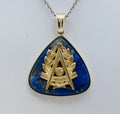 Vintage 18K Yellow Gold Lapis Past Master Masonic Pendant