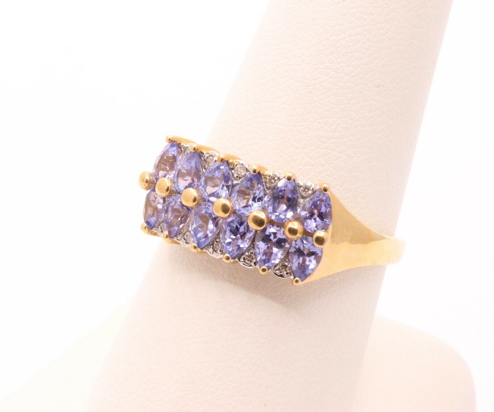 Vintage Tanzanite Diamonds 14K Yellow Gold Ladies Band