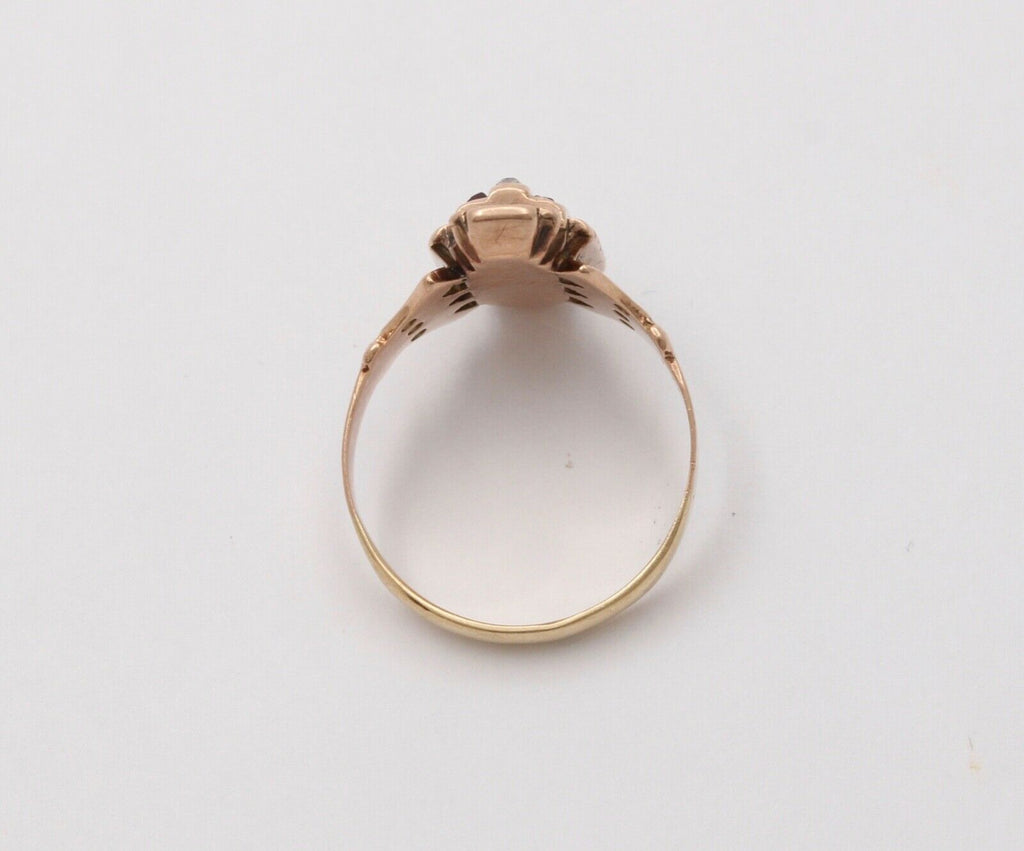 Art Deco Diamonds Garnets 14K Rose Gold Ring