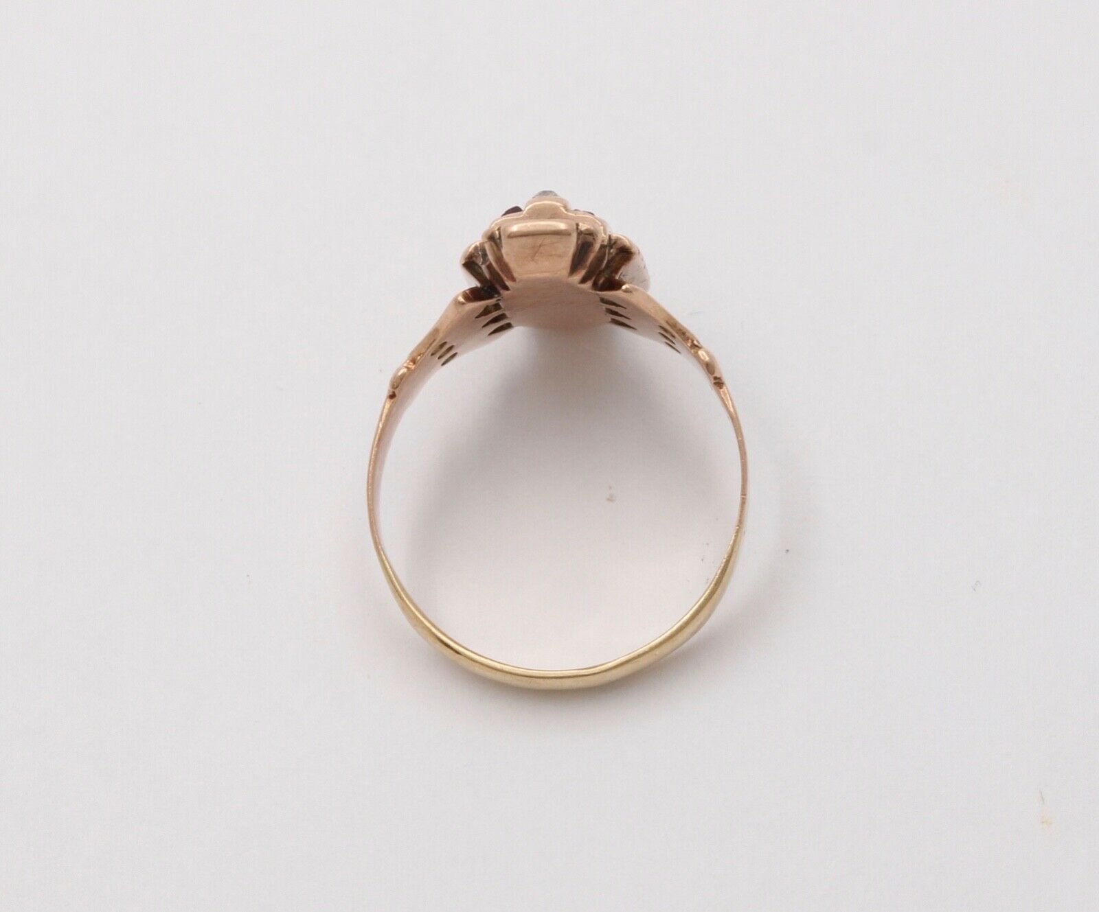 Art Deco Diamonds Garnets 14K Rose Gold Ring
