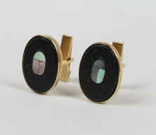 Load image into Gallery viewer, Pietra Dura Vintage 14K Yellow Gold Scarab Cufflinks
