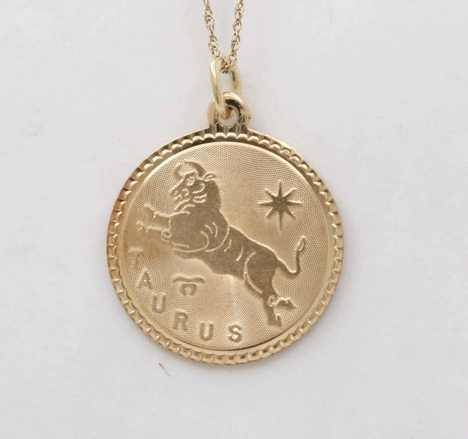 Vintage Horoscope Birth Month Taurus 14K Yellow Gold Pendant Charm
