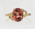 Vintage 14K Yellow Gold Tourmaline Diamond Ring