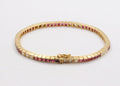 Vintage 18K Yellow Gold Ruby Diamond Tennis Bracelet