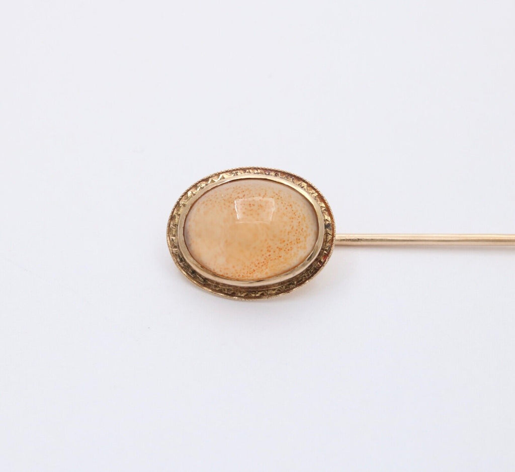 Antique 14K Yellow Gold Agate Stick Pin