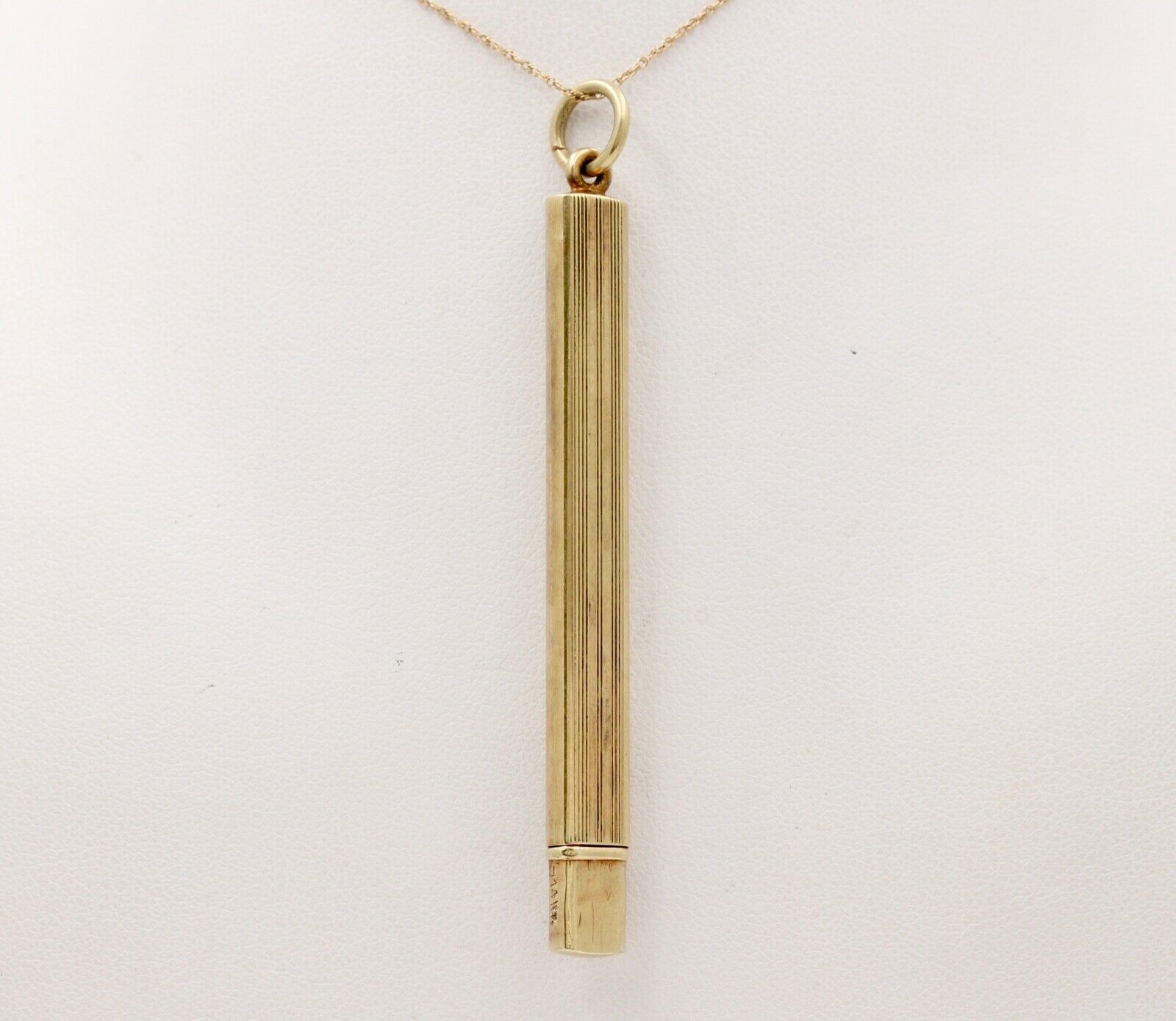 Vintage Tiffany & Co 14K Yellow Gold Pencil Case Pendant Necklace, Charm