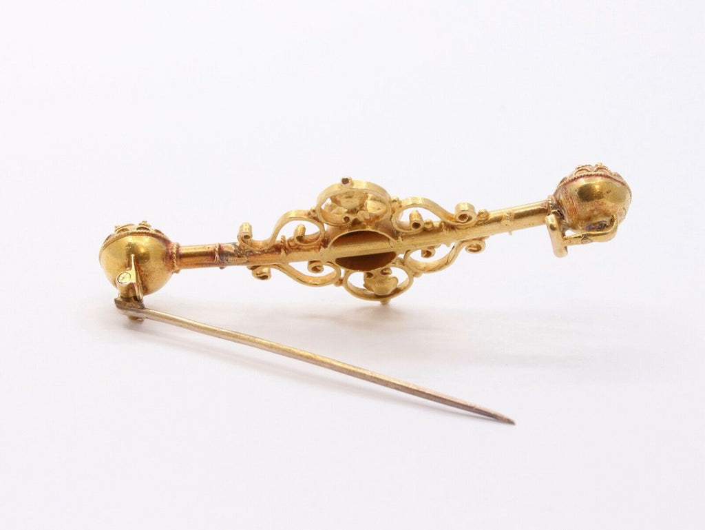 Victorian 14K Yellow Gold Turquoise Bar Pin Brooch