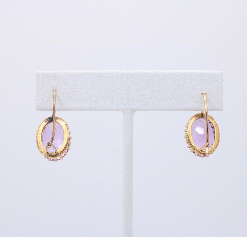Victorian Rose De France Amethyst 14K Yellow Gold Earrings