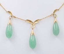 Load image into Gallery viewer, Vintage Jade 14K Chandelier 14K Yellow Gold Necklace
