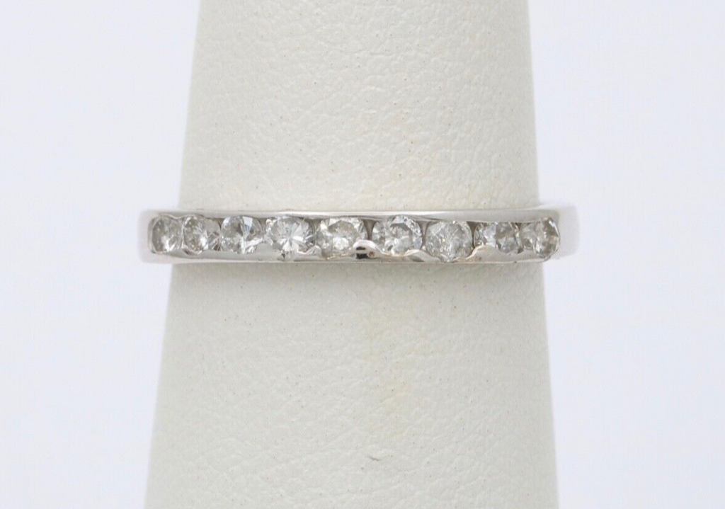 Vintage 14K Gold Half Eternity Ring, Wedding Band.