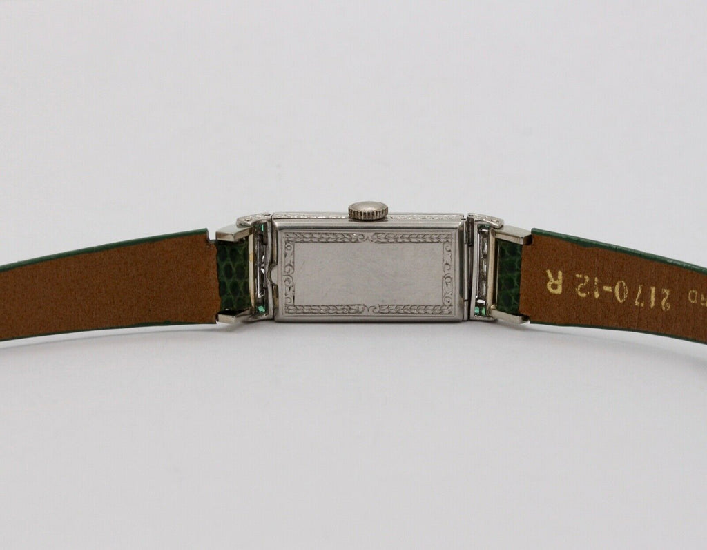 Art Deco Gruen Diamonds Emeralds Platinum Ladies Watch
