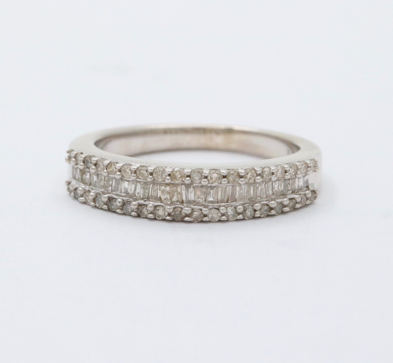 Vintage Sterling Silver Half Eternity Diamond Ring Band