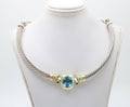 Vintage David Yurman Hampton Blue Topaz Blue Sapphires 14K 925 Choker Necklace