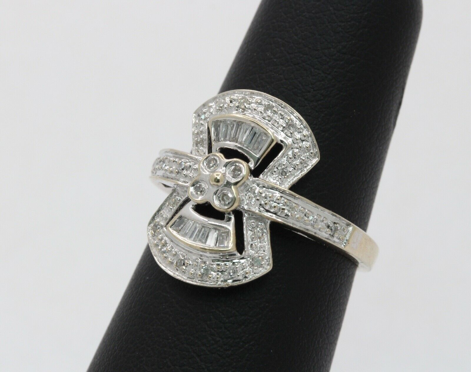 Vintage Ladies Art Deco 14K White Gold Diamonds Reproduction Ring