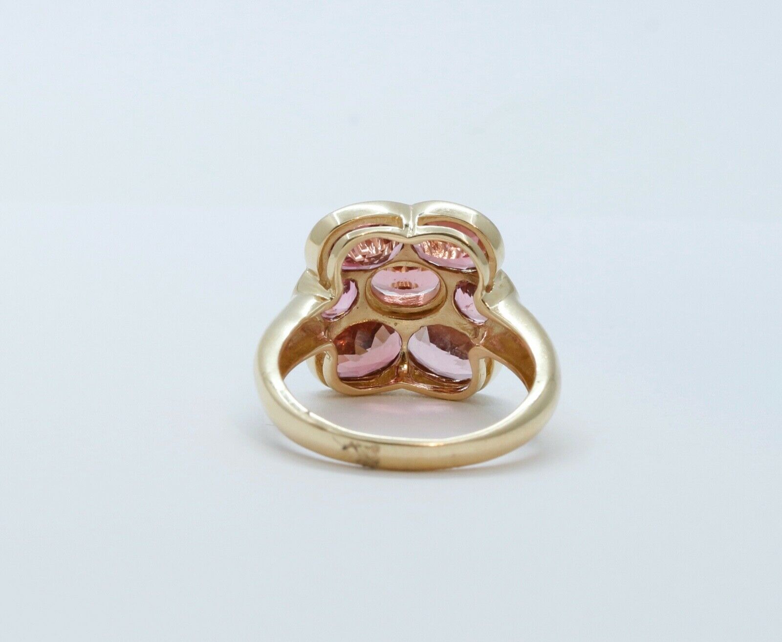 Vintage Pink Tourmaline Flower 14K Yellow Gold