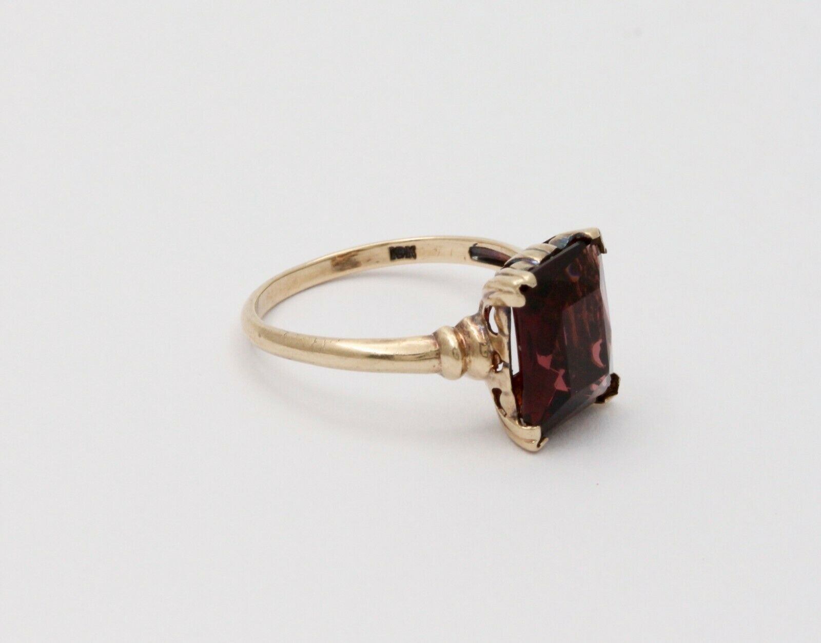 Vintage 10K Yellow Gold Rubellite Tourmaline Ring, Cocktail Ring.