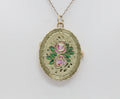 Vintage Enamel 14K Yellow Gold Filed Multi Picture Locket