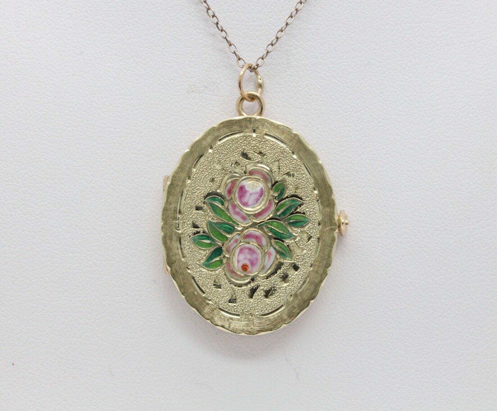 Vintage Enamel 14K Yellow Gold Filed Multi Picture Locket