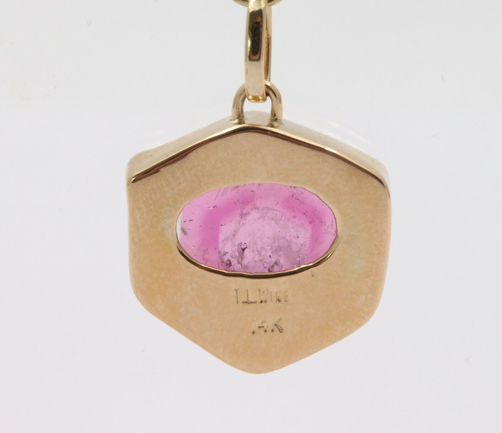 Vintage 14K Watermelon Tourmaline Pendent
