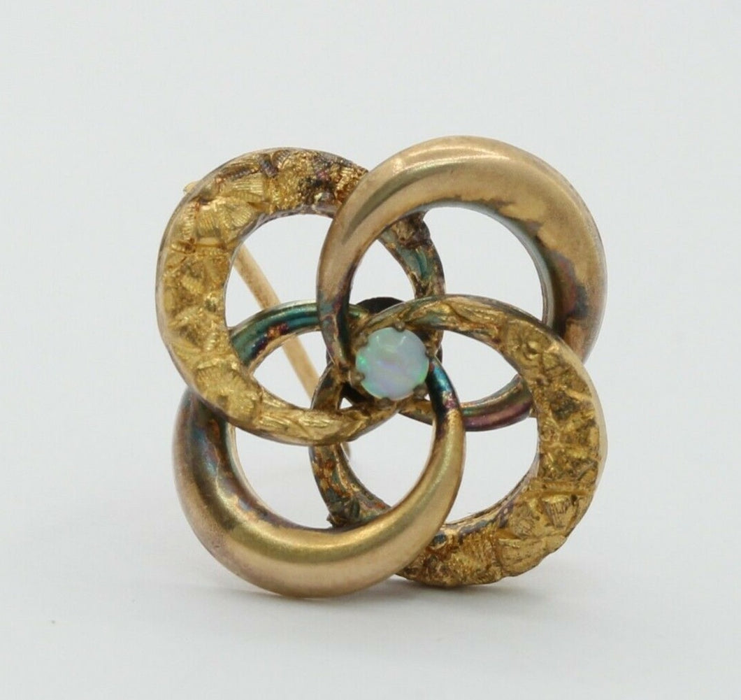 Victorian Vermeil Interlocking Circle Opal Brooch