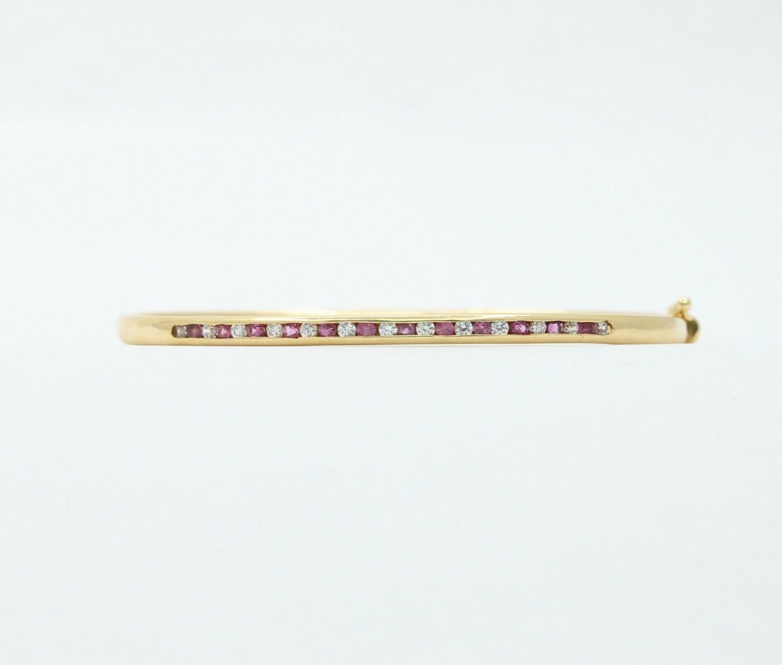 Vintage 18K Yellow Gold CZ Ruby Bangle