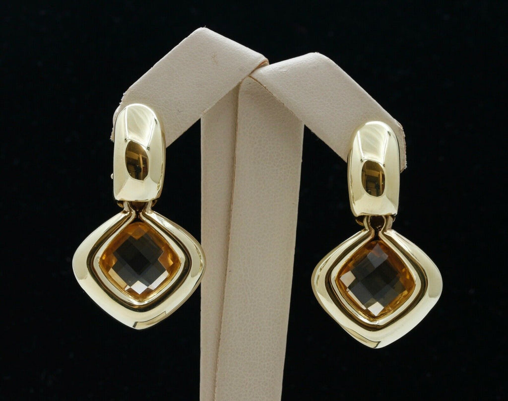 Italian Dangle 18K Yellow Gold Citrine Earrings
