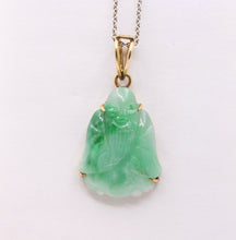 Load image into Gallery viewer, Vintage 14K Yellow Gold Jade Buddha Pendant
