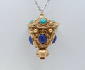 Victorian Street Lantern 18K Yellow Gold Chalcedony Turquoise Pendant