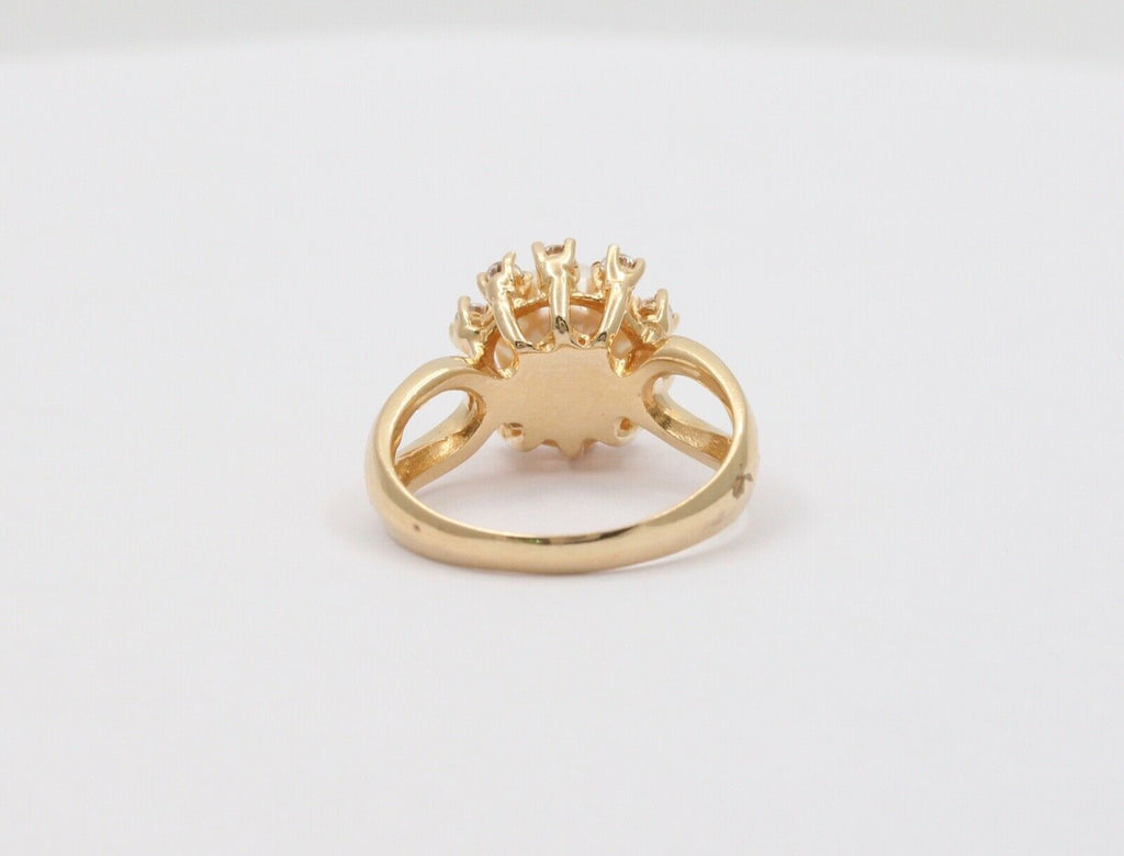 Mikimoto Vintage Pearl Diamonds 14K Yellow Gold Ring