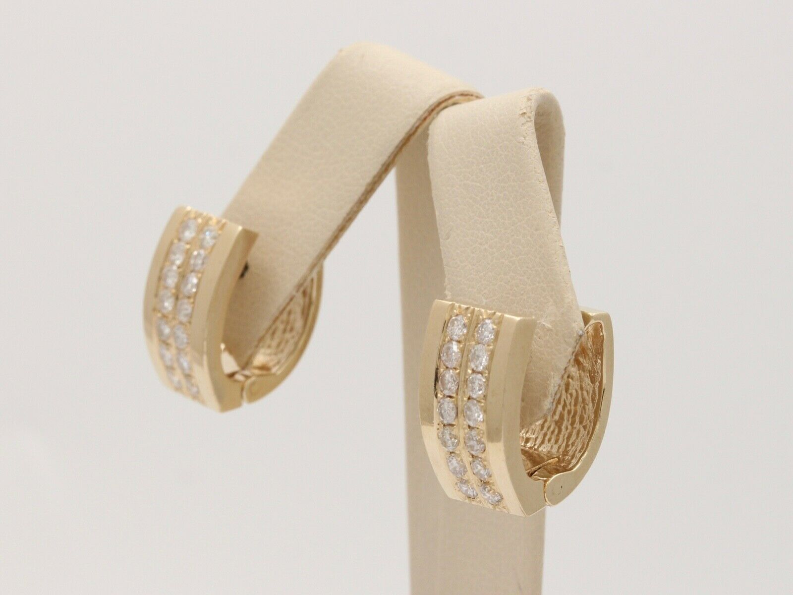 Vintage 14K Yellow Gold Diamond Huggie Earring, Estate Earrings