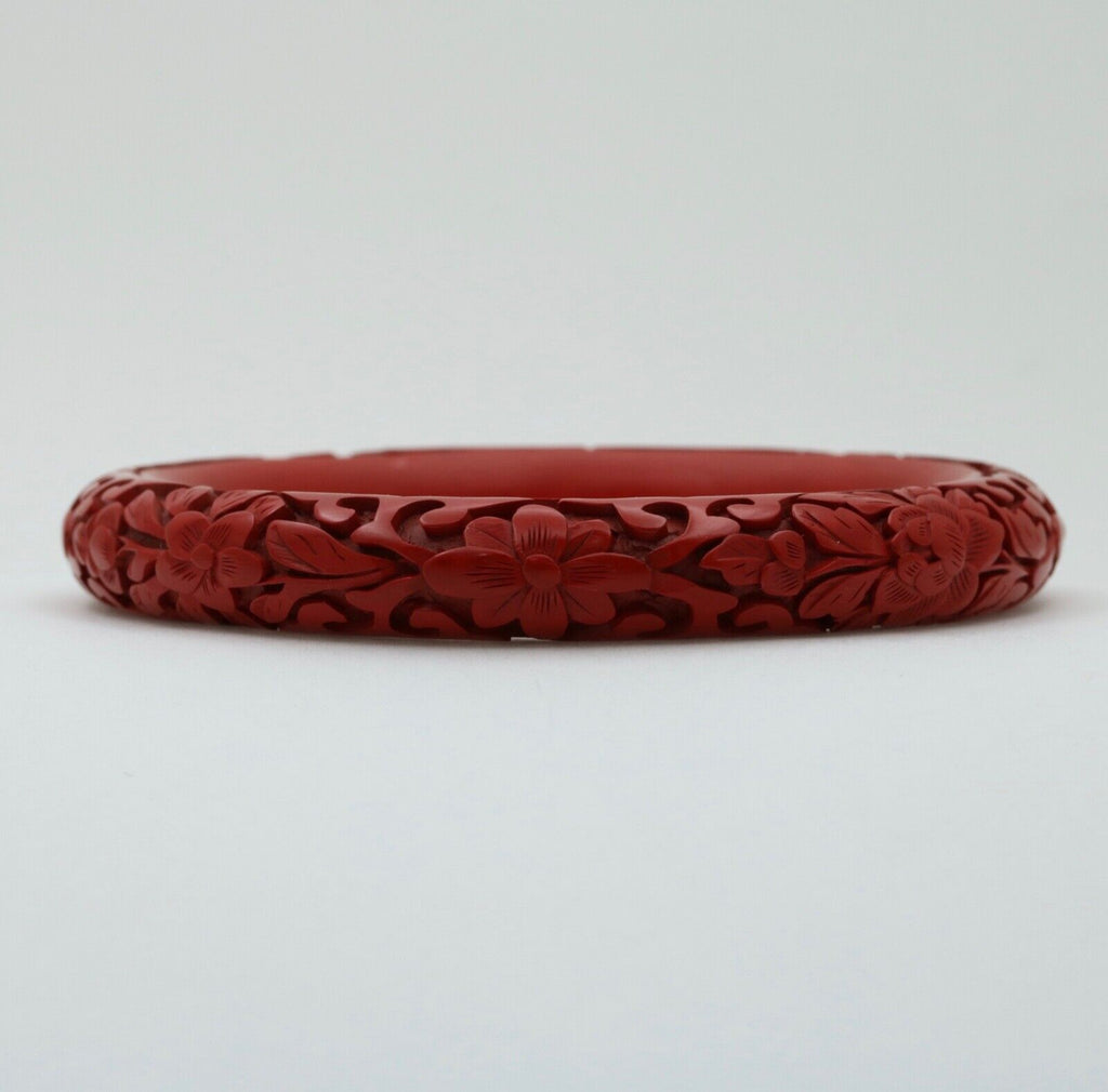 Vintage Red Cinnabar Chanterelle Bangle Bracelet