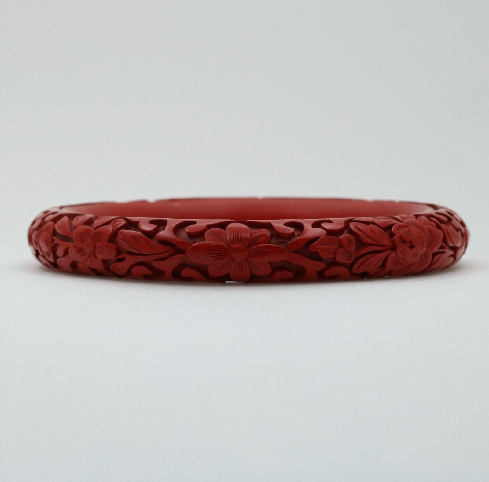 Vintage Red Cinnabar Chanterelle Bangle Bracelet