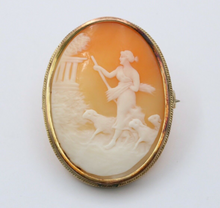 Load image into Gallery viewer, Antique 14K Yellow Gold The Meloi Khryseoip Shell Cameo Brooch.Pin.
