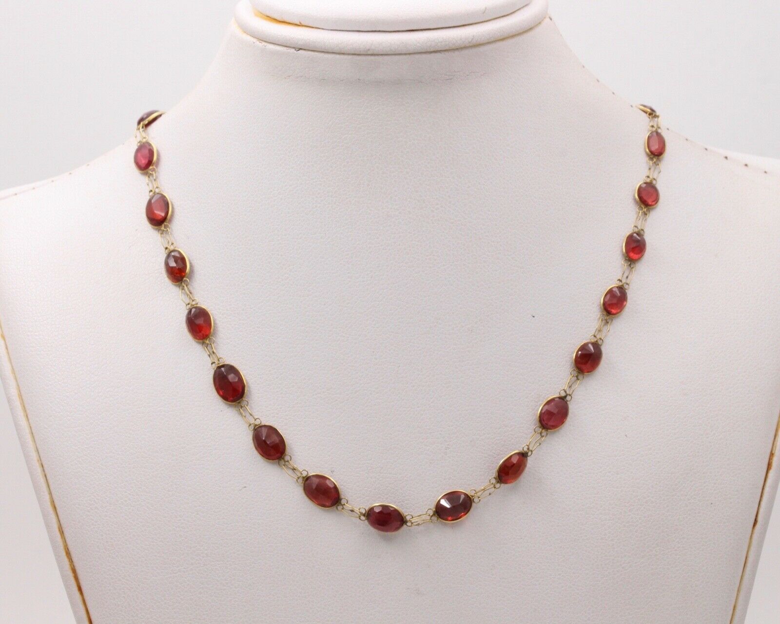 Victorian Handmade Garnet 14K Yellow Gold Necklace