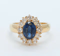 Beautiful Vintage Blue Sapphire Diamonds 18K Yellow Gold Ring