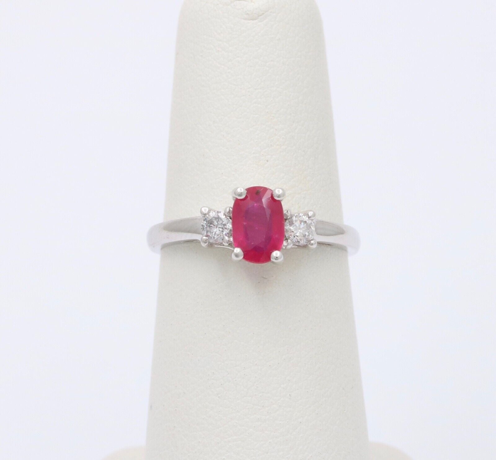 Vintage Ruby Diamonds 10K White Gold Ring