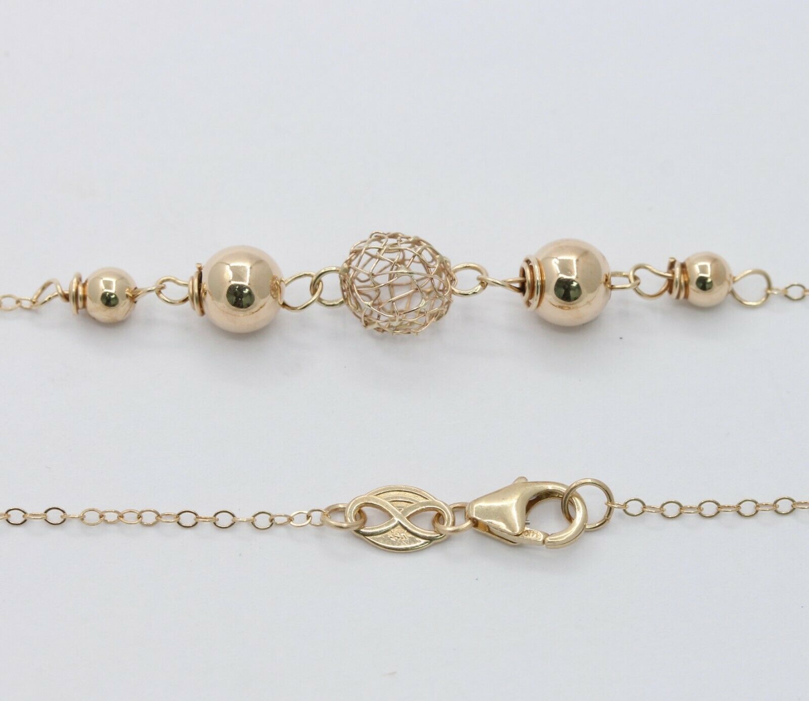 Vintage 14K Yellow Gold Ball Wire Necklace