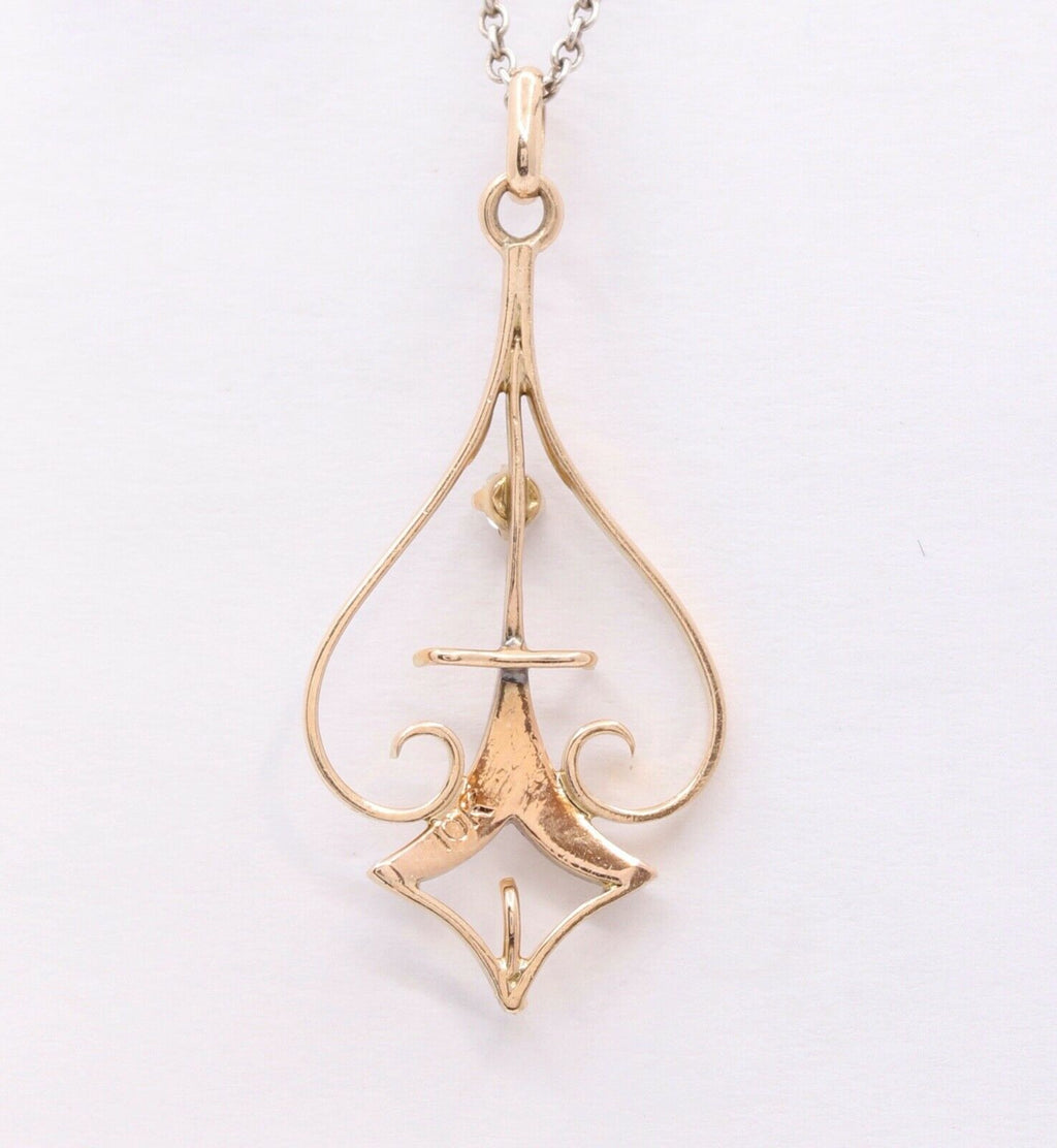 Victorian 10 Yellow Gold Diamond Seed Pearls Pendant