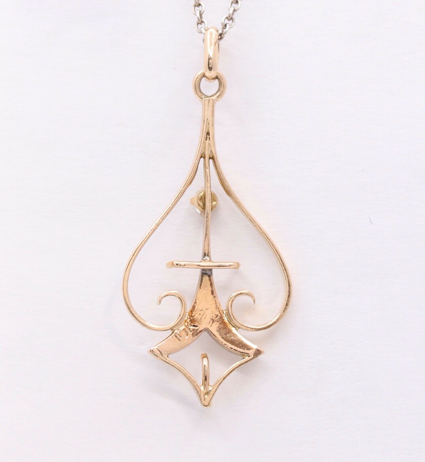 Victorian 10 Yellow Gold Diamond Seed Pearls Pendant