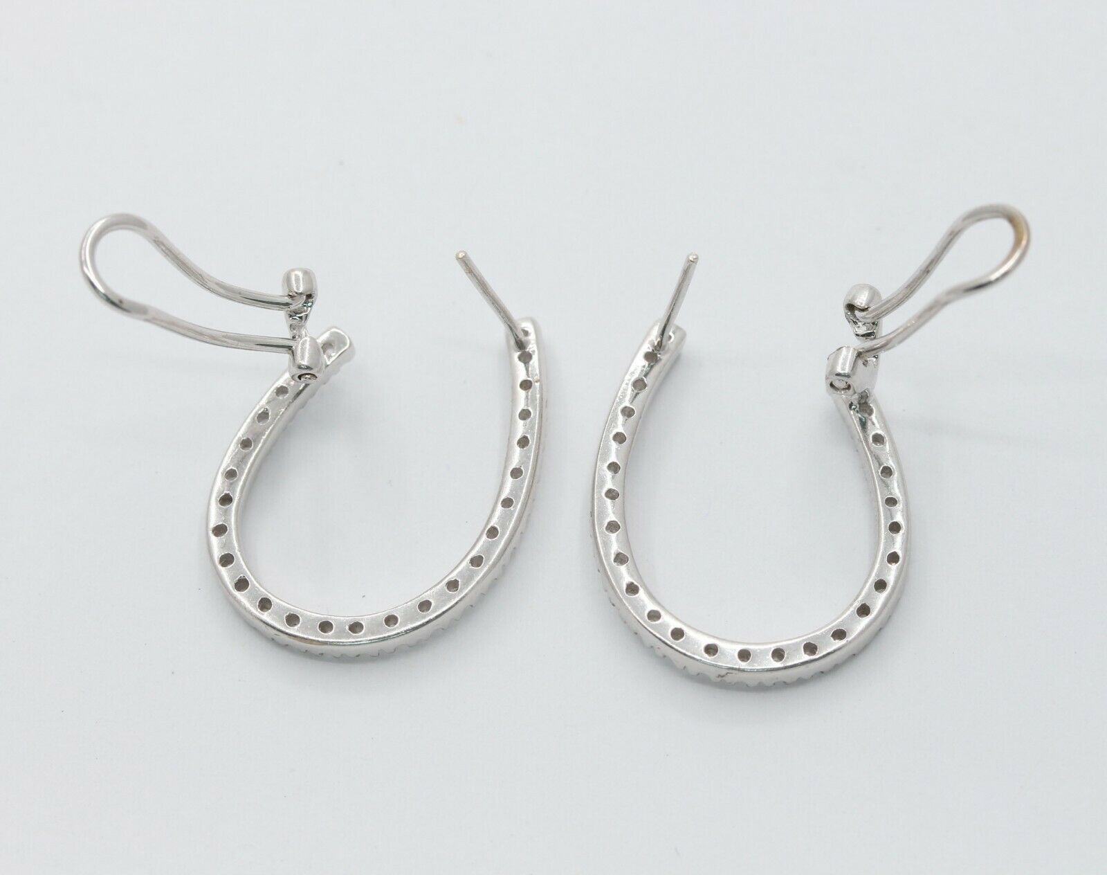 Vintage 14K White Gold Horseshoe Diamond Earrings