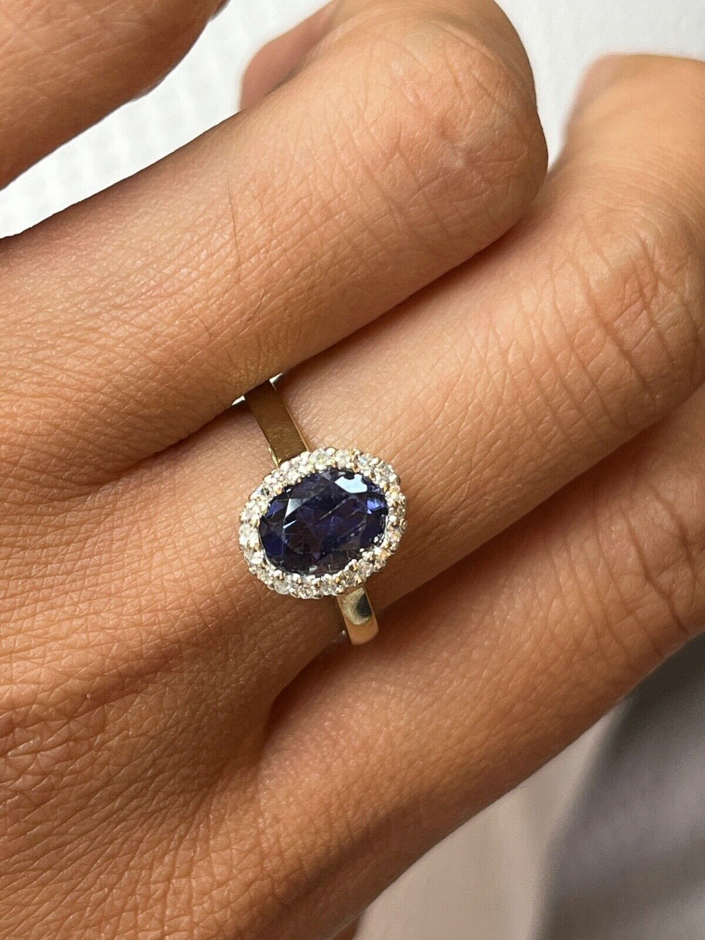 English 10K Yellow Gold Tanzanite & Diamond Ring