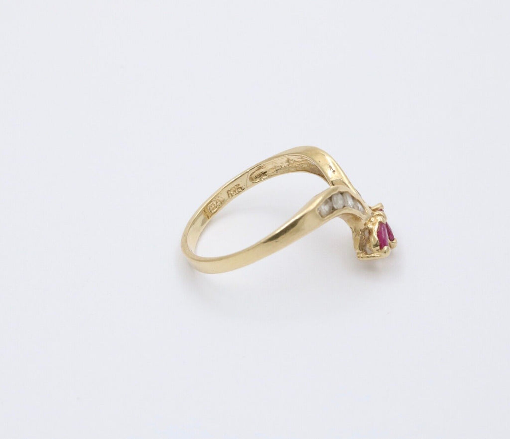 Vintage Rubies & Cubic Zirconia 14K Yellow Gold Ring