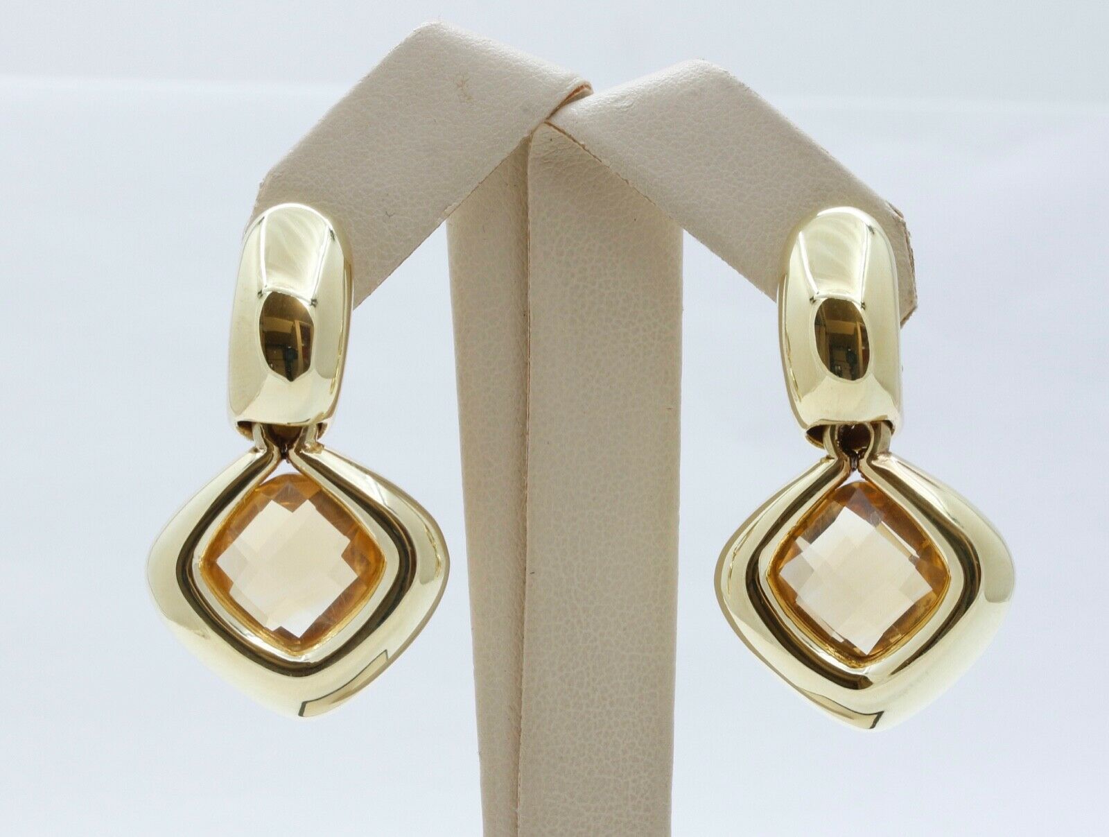 Italian Dangle 18K Yellow Gold Citrine Earrings
