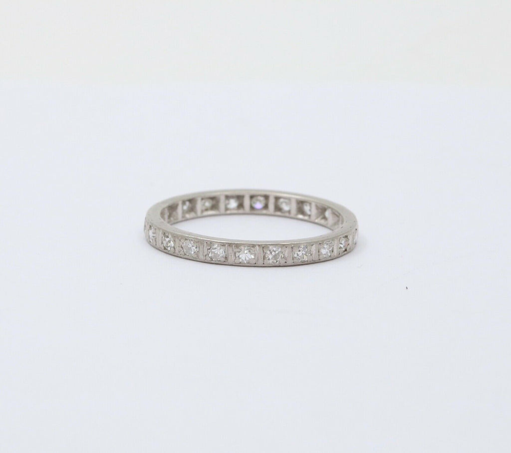 Art Deco Diamonds 18K White Gold Eternity Band Ring