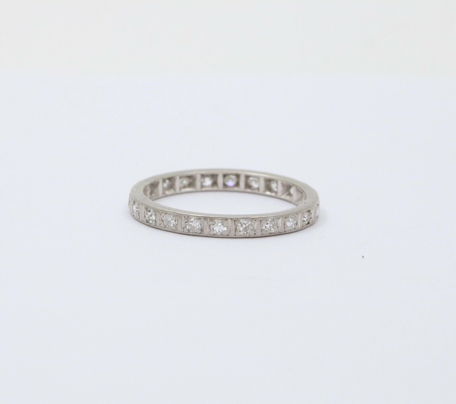 Art Deco Diamonds 18K White Gold Eternity Band Ring