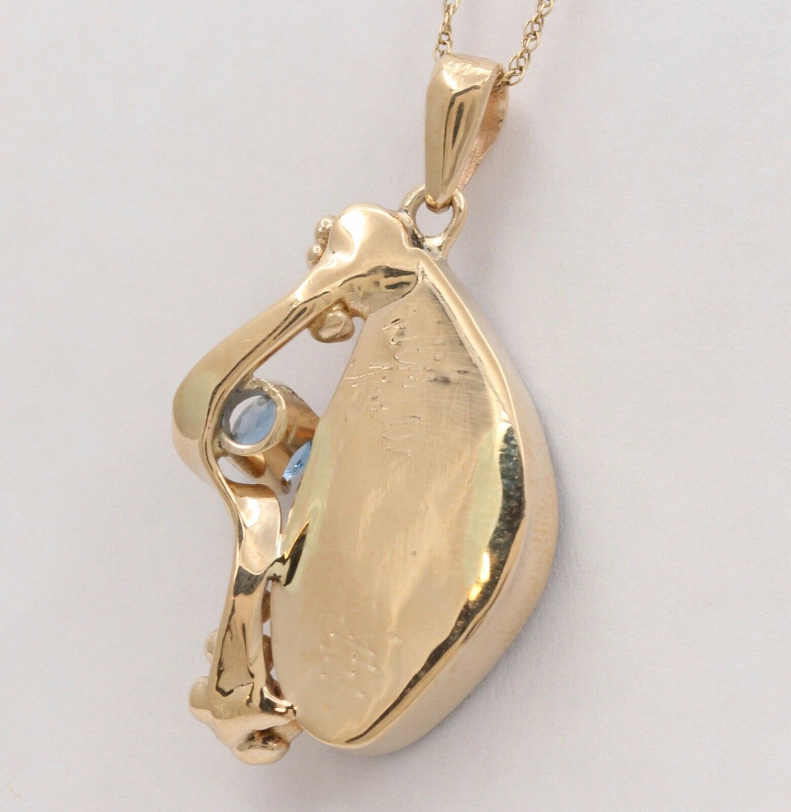 Beautiful Boulder Opal Topaz 14K Yellow Gold Pendant